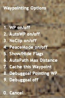 The options menu